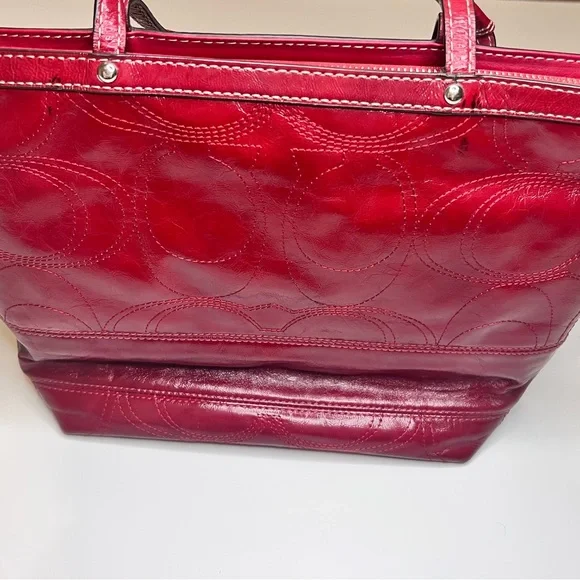 Coach red patent leather bright red tote purse OS - Picture 2 of 12